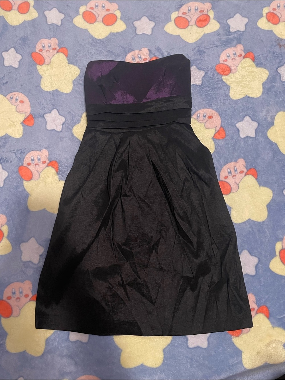 Strapless Black Dress with Subtle Purple Bodice WishesWishesWishes Size 3